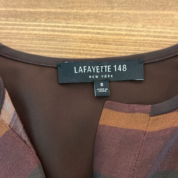 Lafayette 148 Prisha Autumn Sheen Rust Stripe Tunic Blouse Size Small - Picture 9 of 17